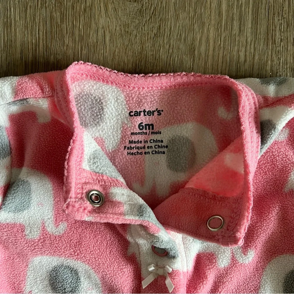 Baby Girl Fleece Footed Sleepers Lot – Size 6M – 3 Pack Elephants Llama Fox - Picture 4 of 10
